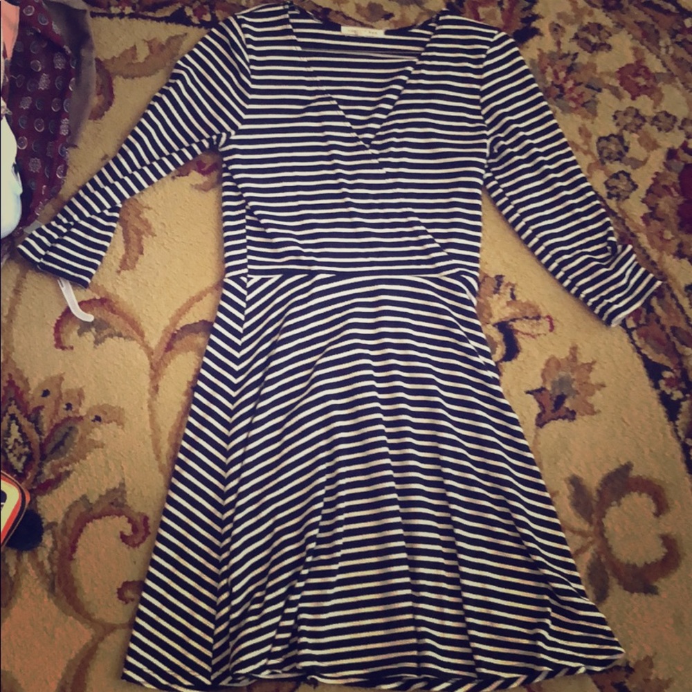 Black and white striped dress